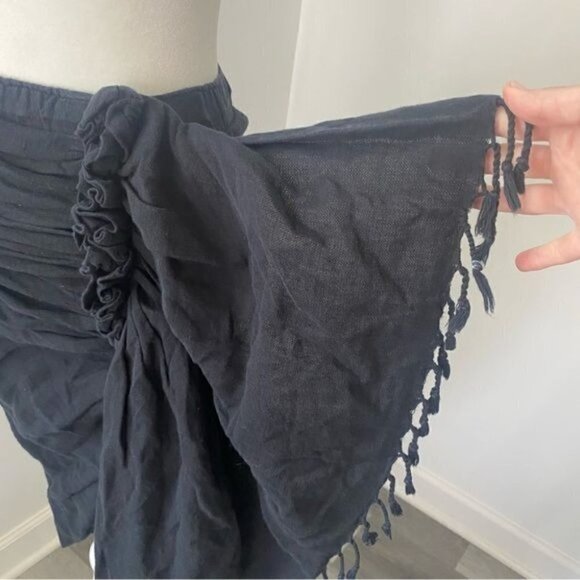 Just Bee Queen Tulum Skirt Black Linen Asymmetrical Boho Beach XS - Picture 6 of 13
